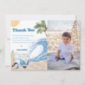 サーフビーチ誕生日パーティーサンキューカード写真 招待状 (正面)