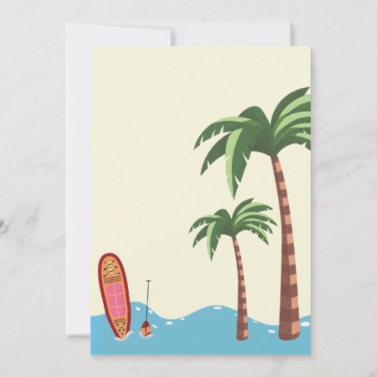 サーフビーチ誕生日パーティータイムカプセルノートカード 招待状 (裏面)