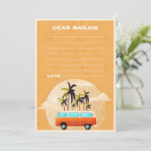 サーフビーチ誕生日パーティータイムカプセルノートカード 招待状 (スタンド正面)