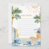 サーフビーチ誕生日パーティータイムカプセルノートカード 招待状 (正面)