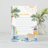 サーフビーチ誕生日パーティータイムカプセルノートカード 招待状 (スタンド正面)