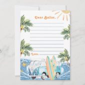 サーフビーチ誕生日パーティータイムカプセルノートカード 招待状 (正面)