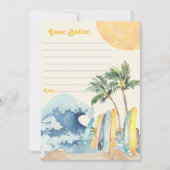 サーフビーチ誕生日パーティータイムカプセルノートカード 招待状 (正面)