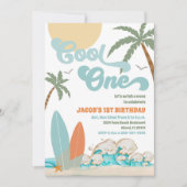 サーフビーチ 1歳誕生日招待状 招待状 (正面)