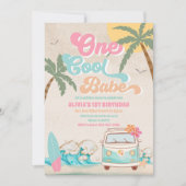 サーフビーチ 1歳誕生日招待状 招待状 (正面)