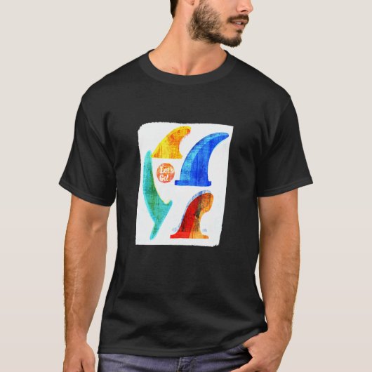サーフフィンのスキューをカラフル行う Tシャツ (正面)