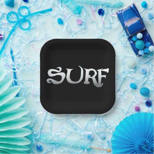 サーフブラックスクエア紙プレート ペーパープレート (パーティー)