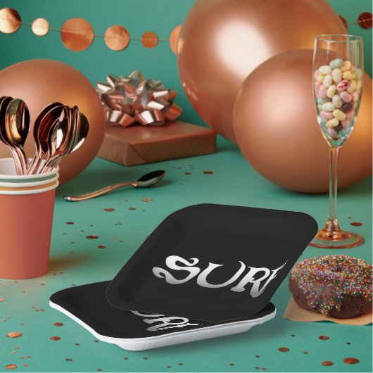 サーフブラックスクエア紙プレート ペーパープレート (複数)