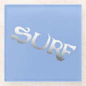 サーフブルー傾斜ガラスのコースター ガラスコースター (正面)