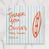 サーフブルー描オレンジベビーオンボードベビーシャワー フェイバータグ (正面)