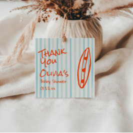 サーフブルー描オレンジベビーオンボードベビーシャワー フェイバータグ