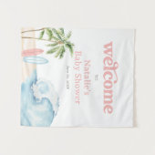 サーフベイビー シャワー ウェルカムサイン ピンクベイビーオンボード タペストリー