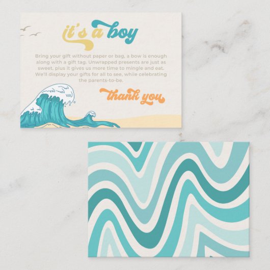 サーフベビーシャワー未包装ギフトカード エンクロージャーカード (正面/裏面)