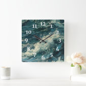 サーフホワイトキャ絵を描ップ スクエア壁時計 (ホーム)