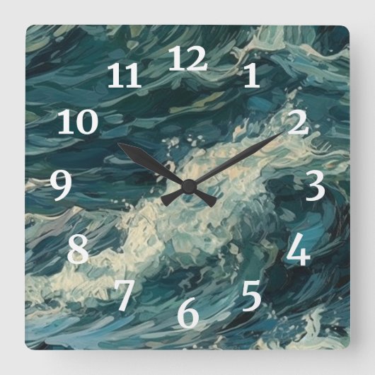 サーフホワイトキャ絵を描ップ スクエア壁時計 (正面)