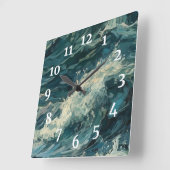 サーフホワイトキャ絵を描ップ スクエア壁時計 (傾斜)