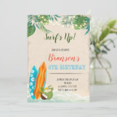 サーフボーイのルアウ誕生日テーマ 招待状 (スタンド正面)
