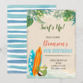 サーフボーイのルアウ誕生日テーマ 招待状 (正面/裏面)