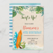 サーフボーイルアウ(ハワイ式宴会)誕生日テーマ 招待状 (正面/裏面)