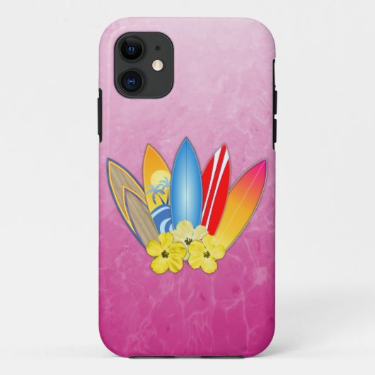 サーフボードおよびハイビスカスの花 Case-Mate iPhoneケース (裏面)