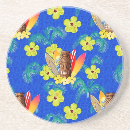 サーフボードおよびTikiのマスク コースター (正面)