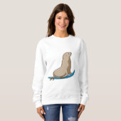 サーフボードでサーファーとしてシール スウェットシャツ (正面フル)