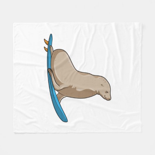 サーフボードでサーファーとしてシール フリースブランケット (正面(横))