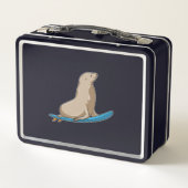 サーフボードでサーファーとしてシール メタルランチボックス (裏面)