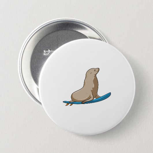 サーフボードでサーファーとしてシール 缶バッジ (正面&裏面)