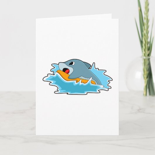 サーフボードでサーフィンするイルカ カード (正面)