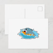 サーフボードでサーフィンするイルカ ポストカード (正面/裏面)