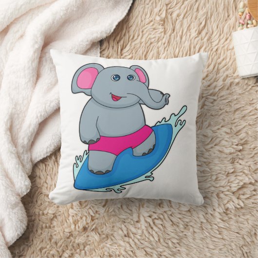 サーフボードで象をサーファーとして クッション (ブランケット)