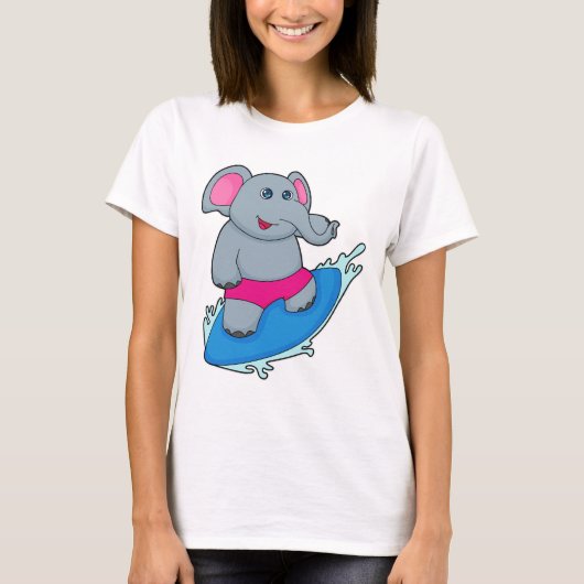 サーフボードで象をサーファーとして Tシャツ (正面)