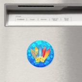 サーフボードとハイビスカスの花 マグネット (インサイチュ (食洗機))