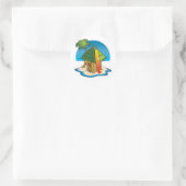 サーフボードとパームを持つ漫画のティキハット ラウンドシール (バッグ)