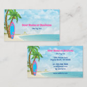 サーフボードとビーチトロピカルサーフィン 名刺 (正面/裏面)