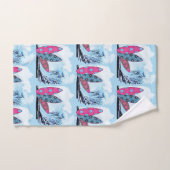 サーフボードと波 バスタオルセット (ハンドタオル)