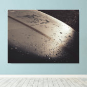 サーフボードにサンセットを引き伸ばしキャンバス印刷 キャンバスプリント (インサイチュ (ウッドフロア))