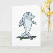 サーフボードに乗ったイルカ カード (黄色い花)