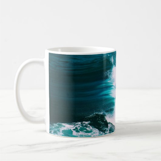 サーフボードに海波 コーヒーマグカップ (左)