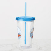 サーフボードのカフリンクに乗ってハッピーパグ犬に波 アクリルタンブラー (右)