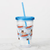 サーフボードのスカーフバンドで波乗りハッピーパグ犬 アクリルタンブラー (左)