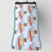 サーフボードのスカーフバンドで波乗りハッピーパグ犬 ゴルフヘッドカバー (回転90)