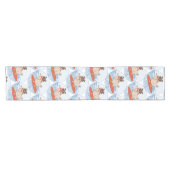 サーフボードのスカーフバンドで波乗りハッピーパグ犬 ショートテーブルランナー (横)