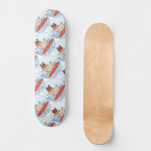 サーフボードのスカーフバンドで波乗りハッピーパグ犬 スケートボード (正面)