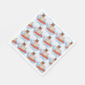 サーフボードのスカーフバンドで波乗りハッピーパグ犬 スタンダードランチョンナプキン (角)