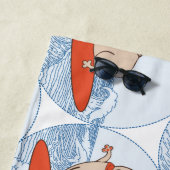 サーフボードのスカーフバンドで波乗りハッピーパグ犬 ビーチタオル (インサイチュ)