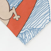 サーフボードのスカーフバンドで波乗りハッピーパグ犬 フリースブランケット (角)