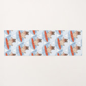 サーフボードのスカーフバンドで波乗りハッピーパグ犬 ヨガマット (裏面(横))