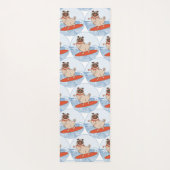 サーフボードのスカーフバンドで波乗りハッピーパグ犬 ヨガマット (裏面)
